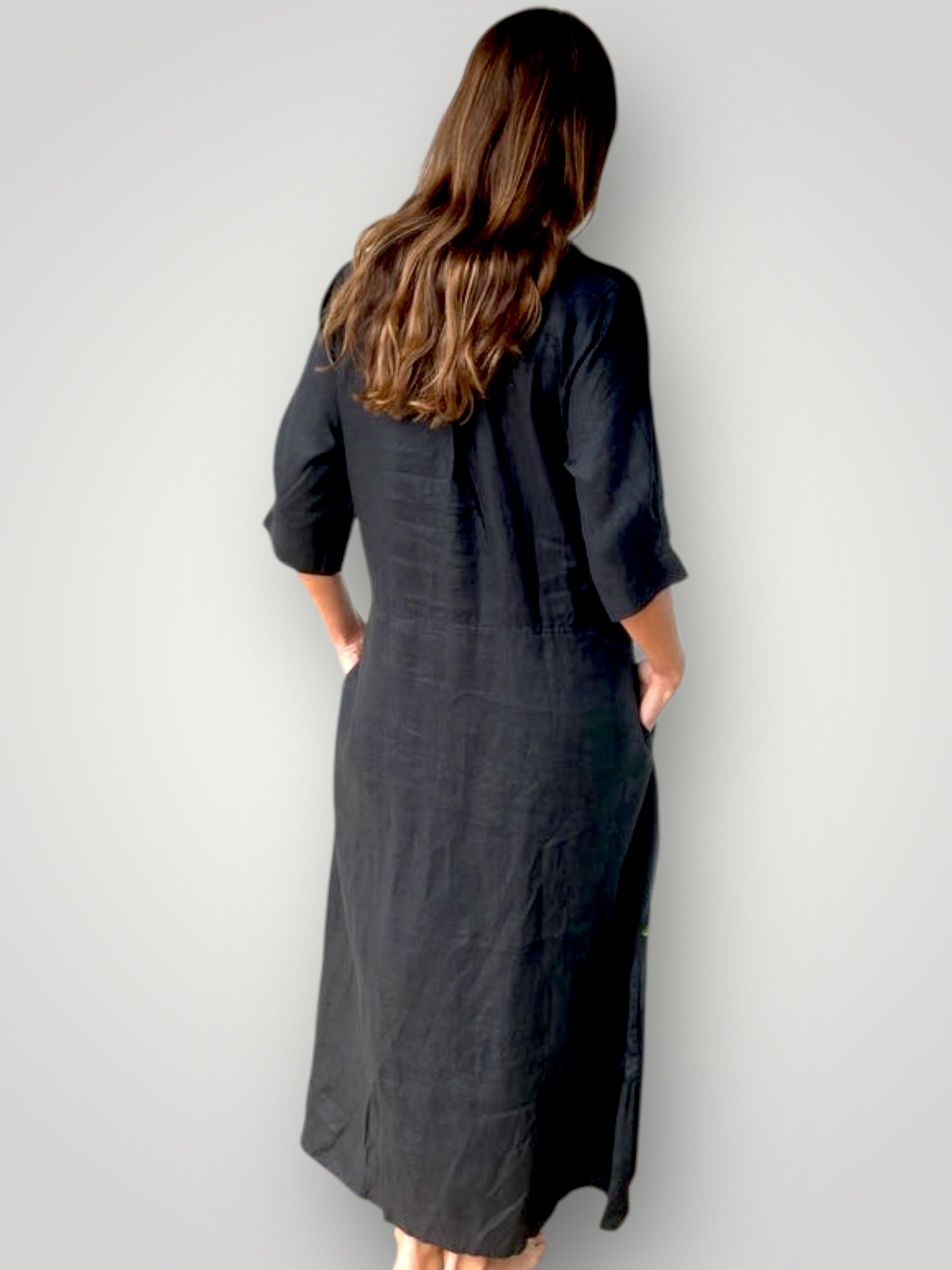 bridget dress - black linen Apparel
