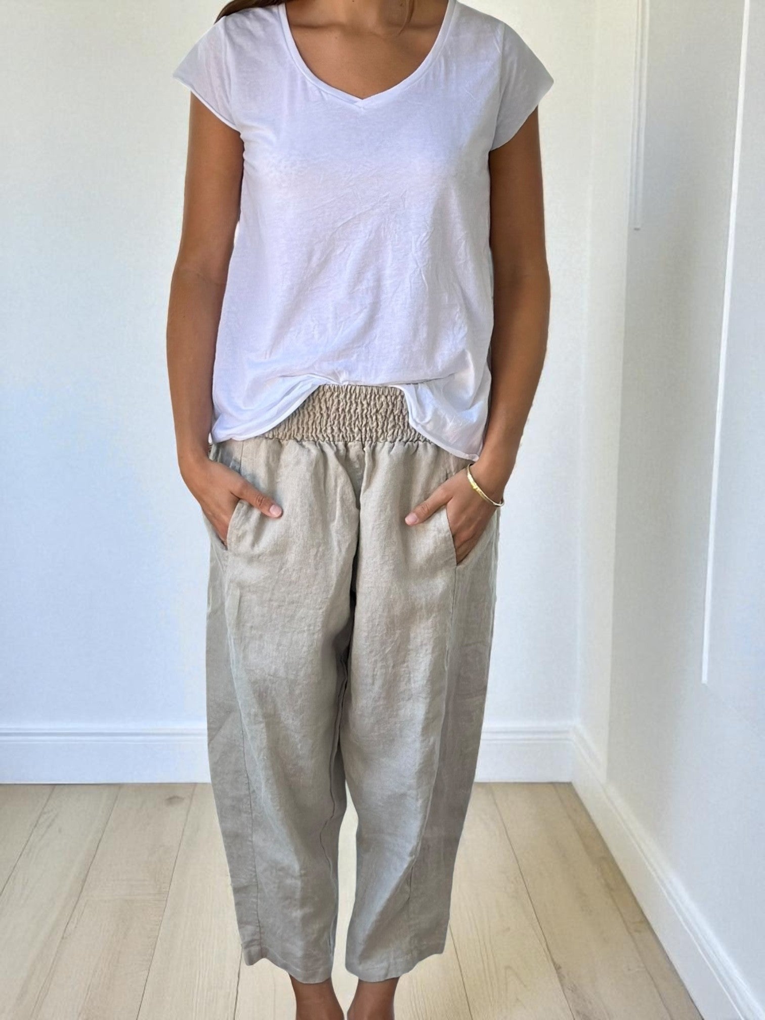 frankie pants - natural linen Apparel