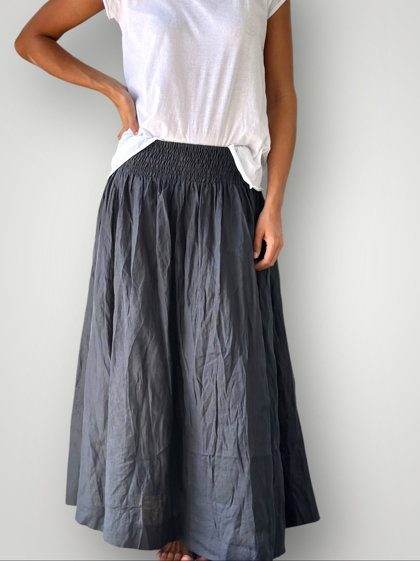 lulu skirt - charcoal linen Apparel