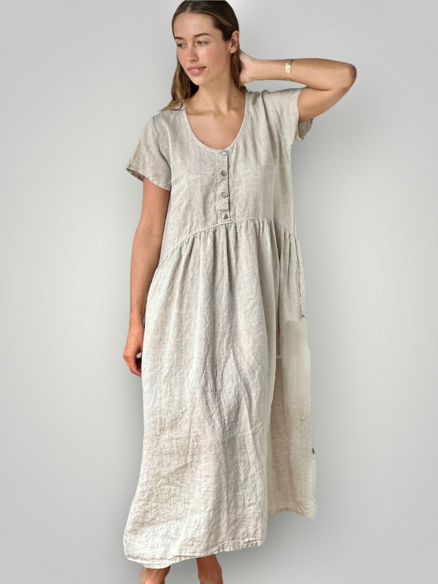 audrey dress - natural linen Apparel