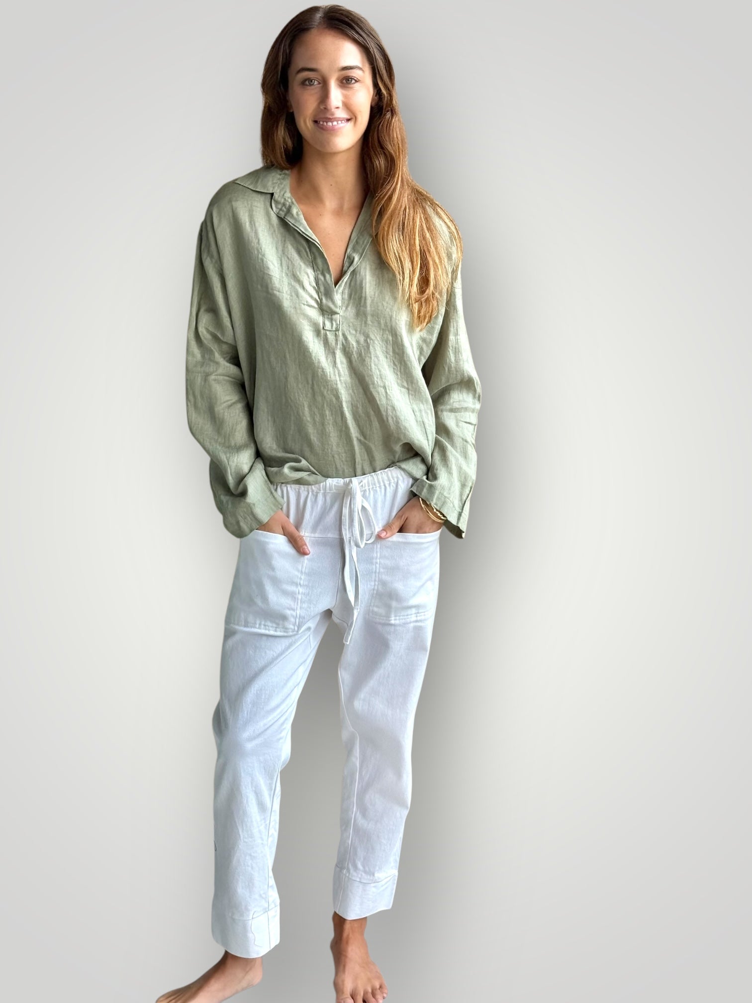 sybil top - sage linen Apparel