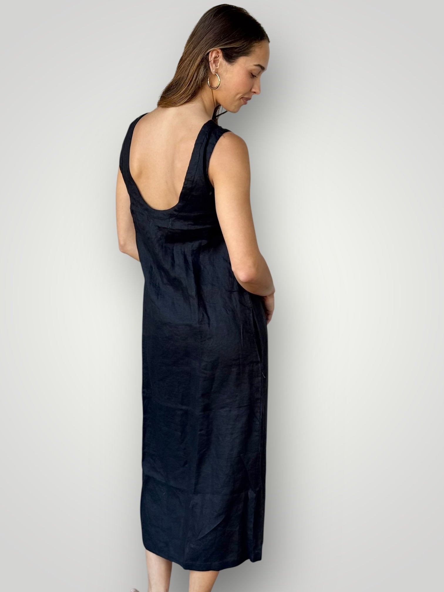 alisa dress - black linen dress