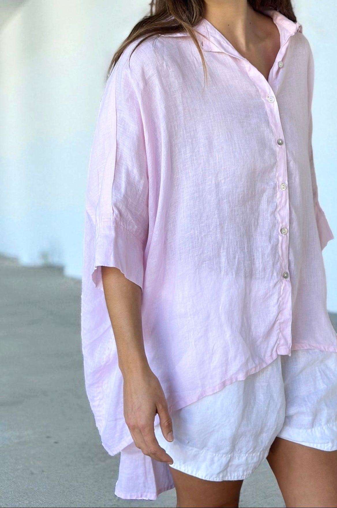 issey shirt - soft pink linen Apparel