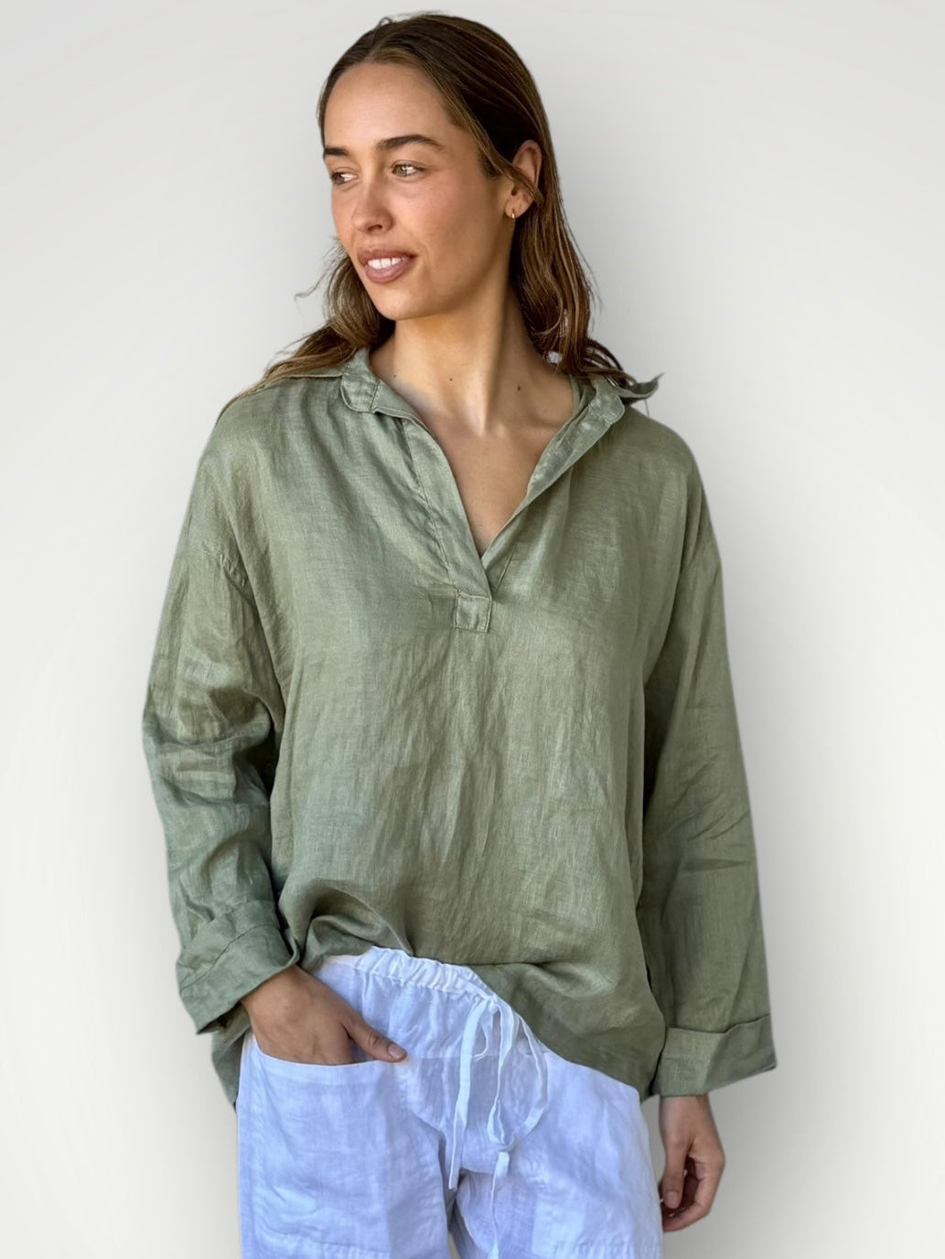sybil top - sage linen Apparel