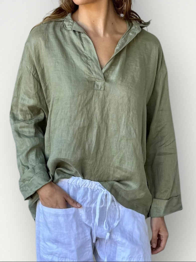 sybil top - sage linen Apparel
