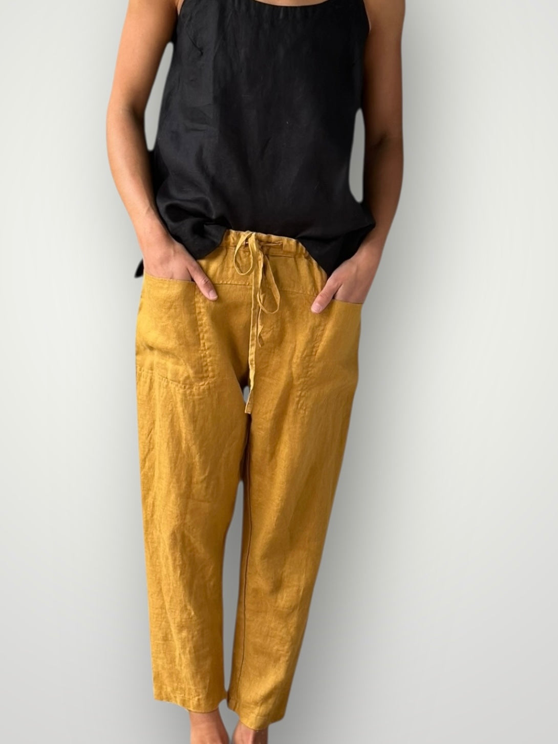 jessie pant-turmeric linen Apparel