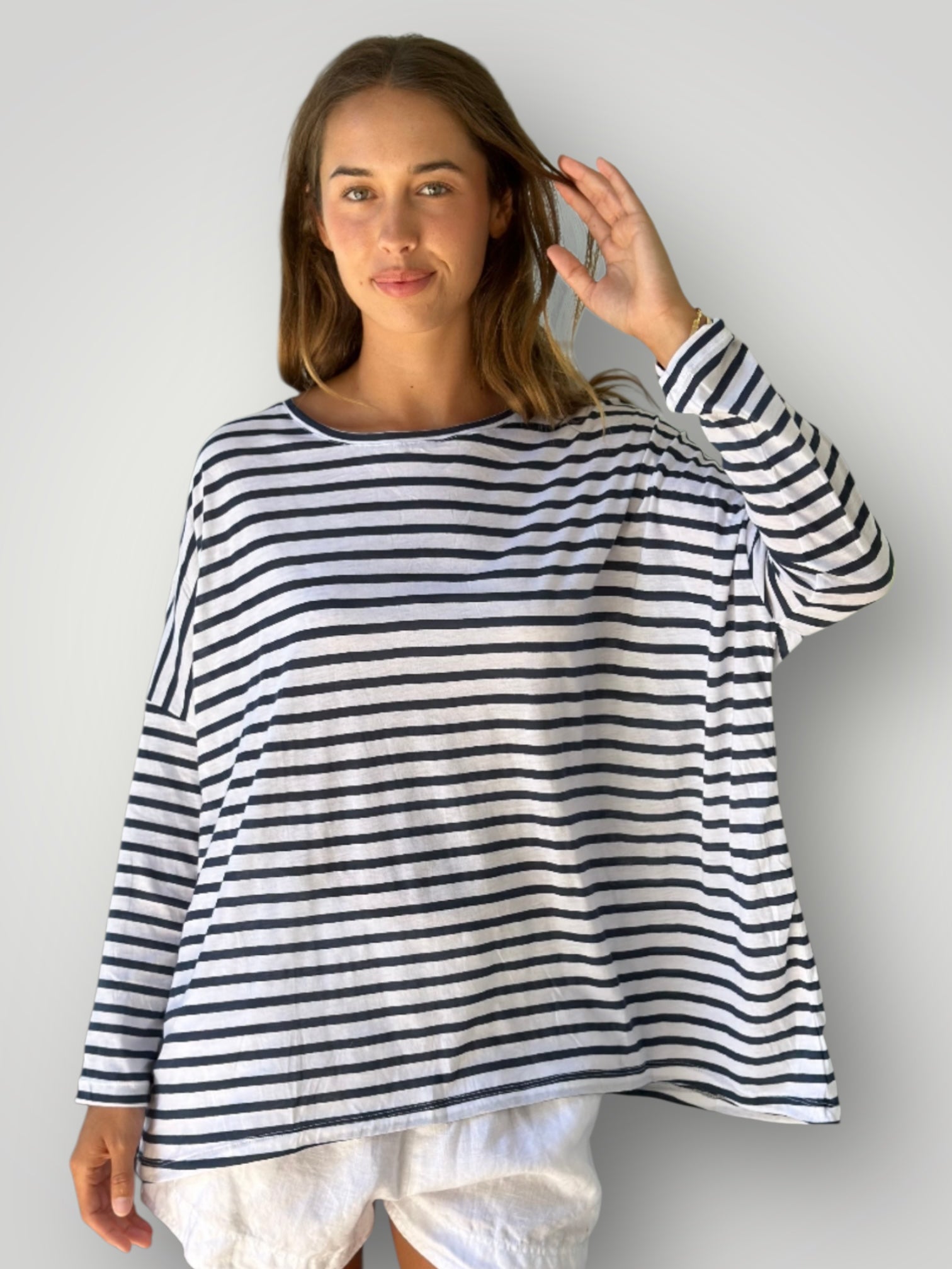 estella top-navy stripe cotton Apparel