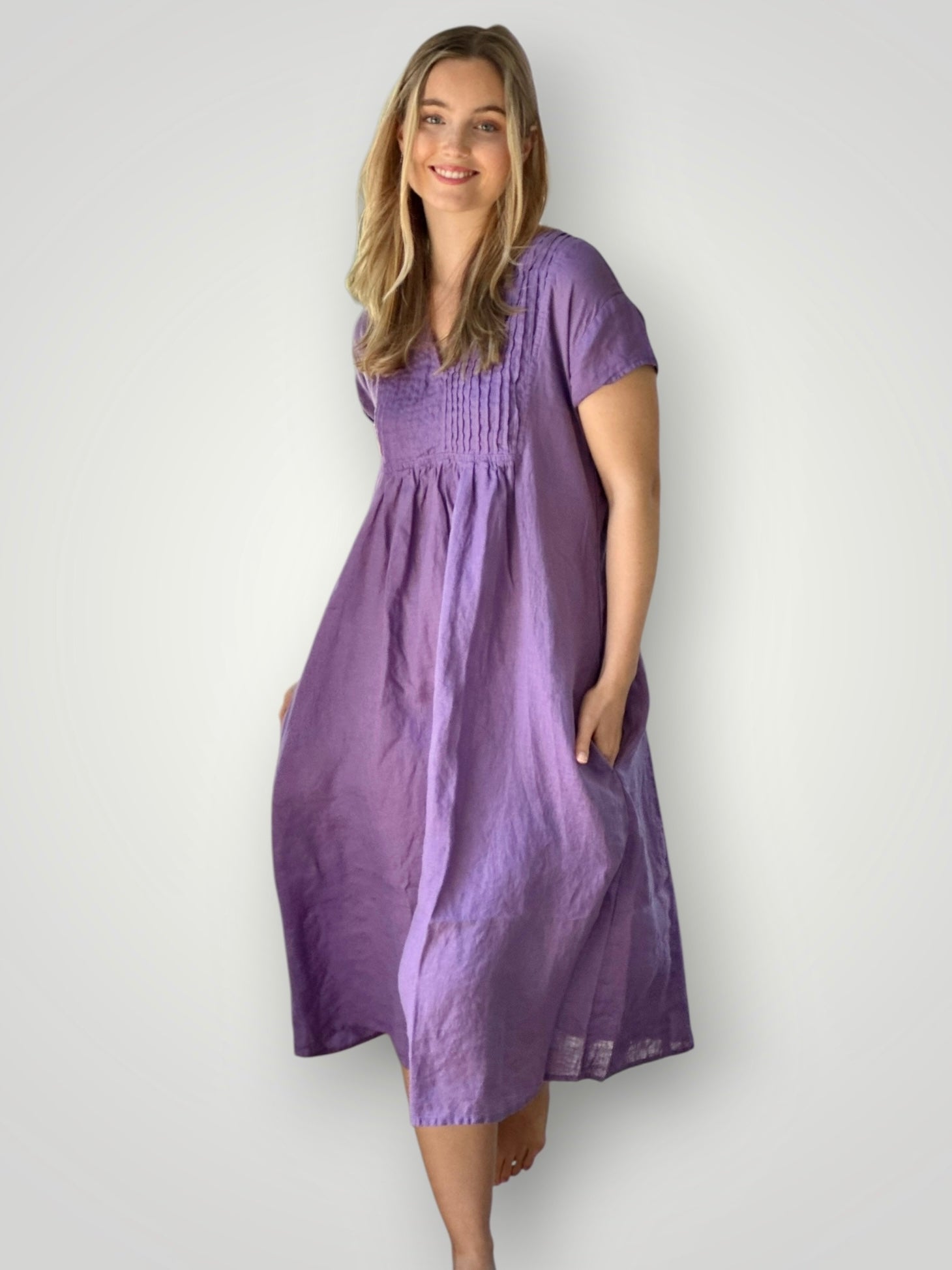 nellie dress-orchid linen