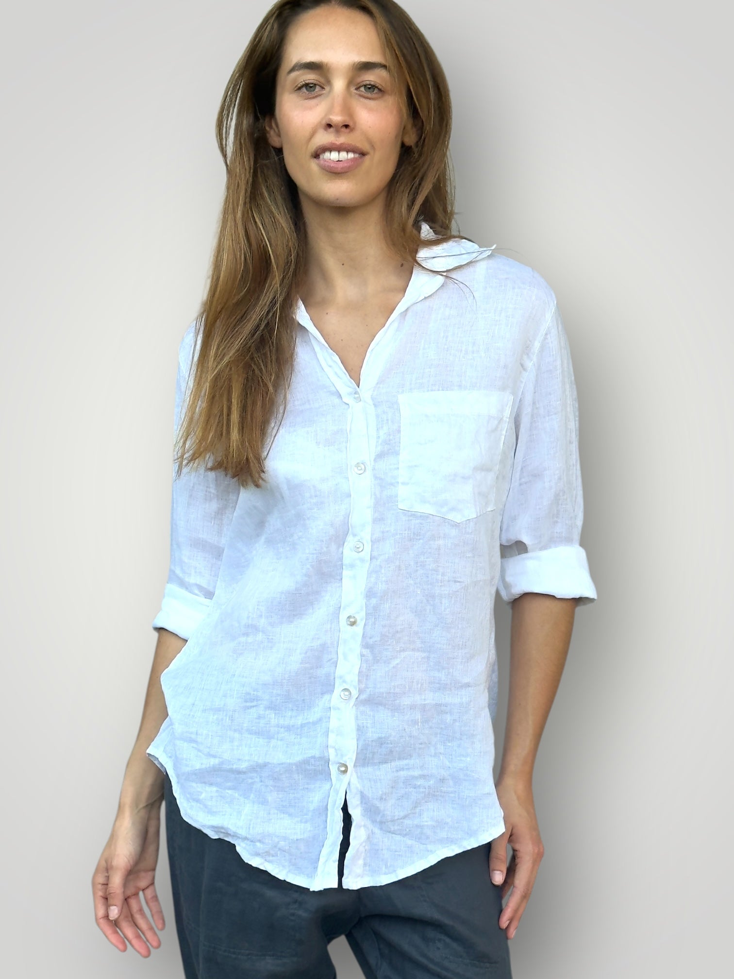 erika shirt - white linen Apparel