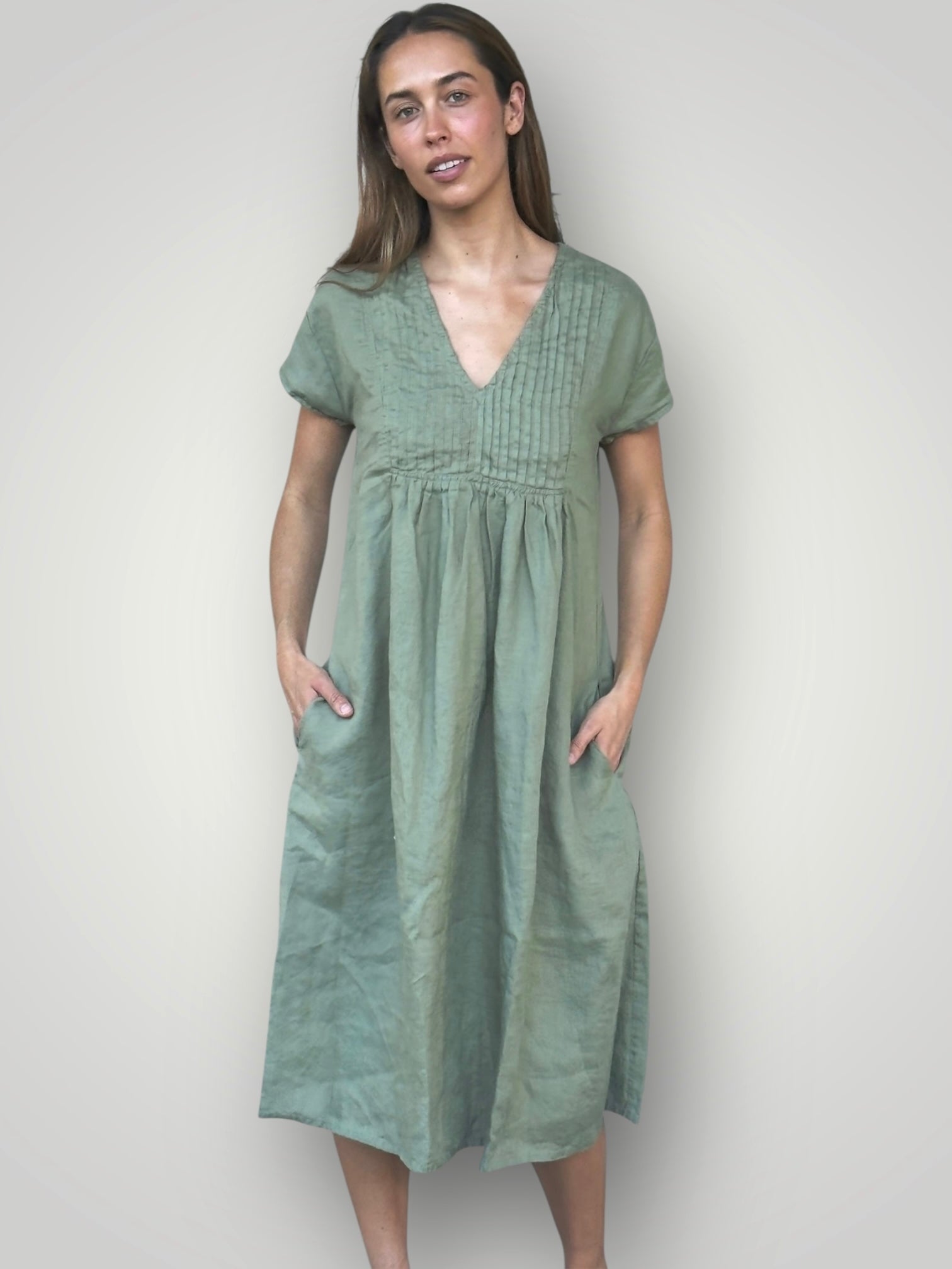 nellie dress-sage linen
