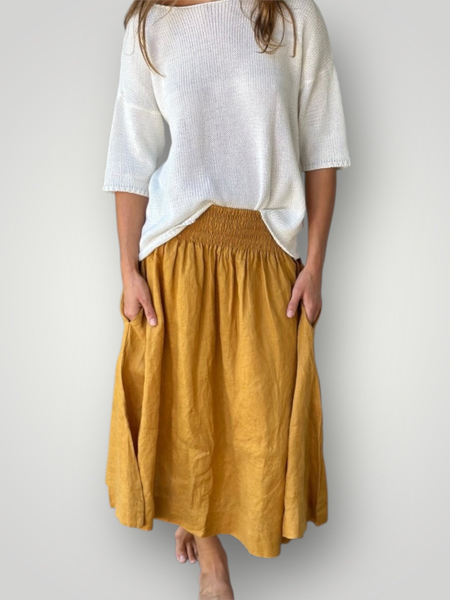 lola skirt - turmeric linen Apparel