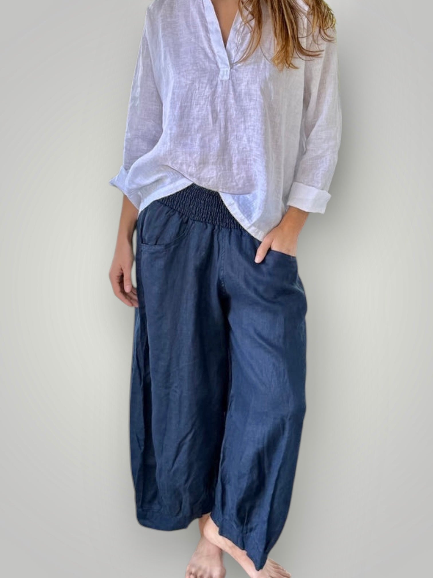 jackie pants - navy linen Apparel
