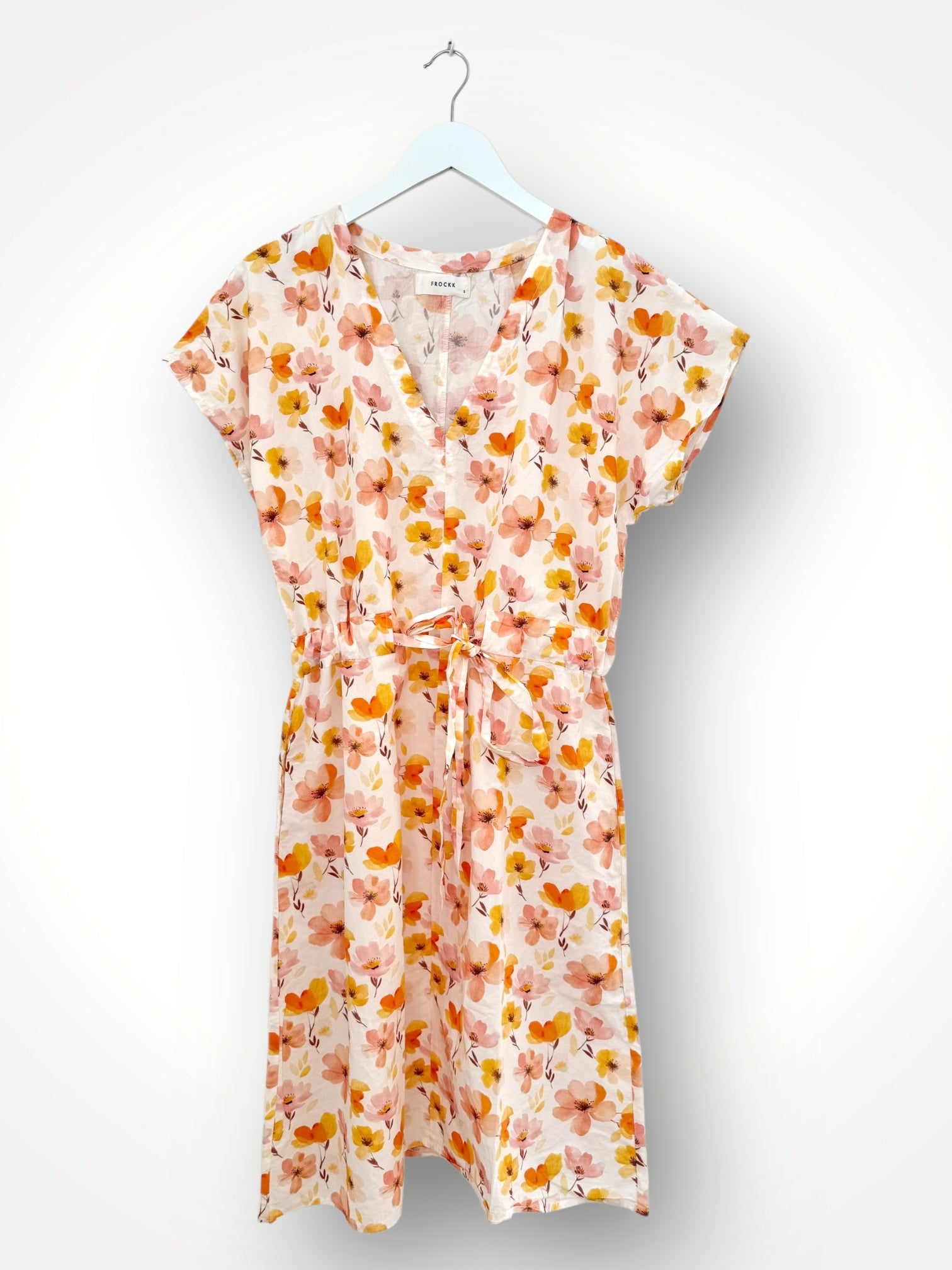 harper dress mid length -citrus flower cotton Apparel