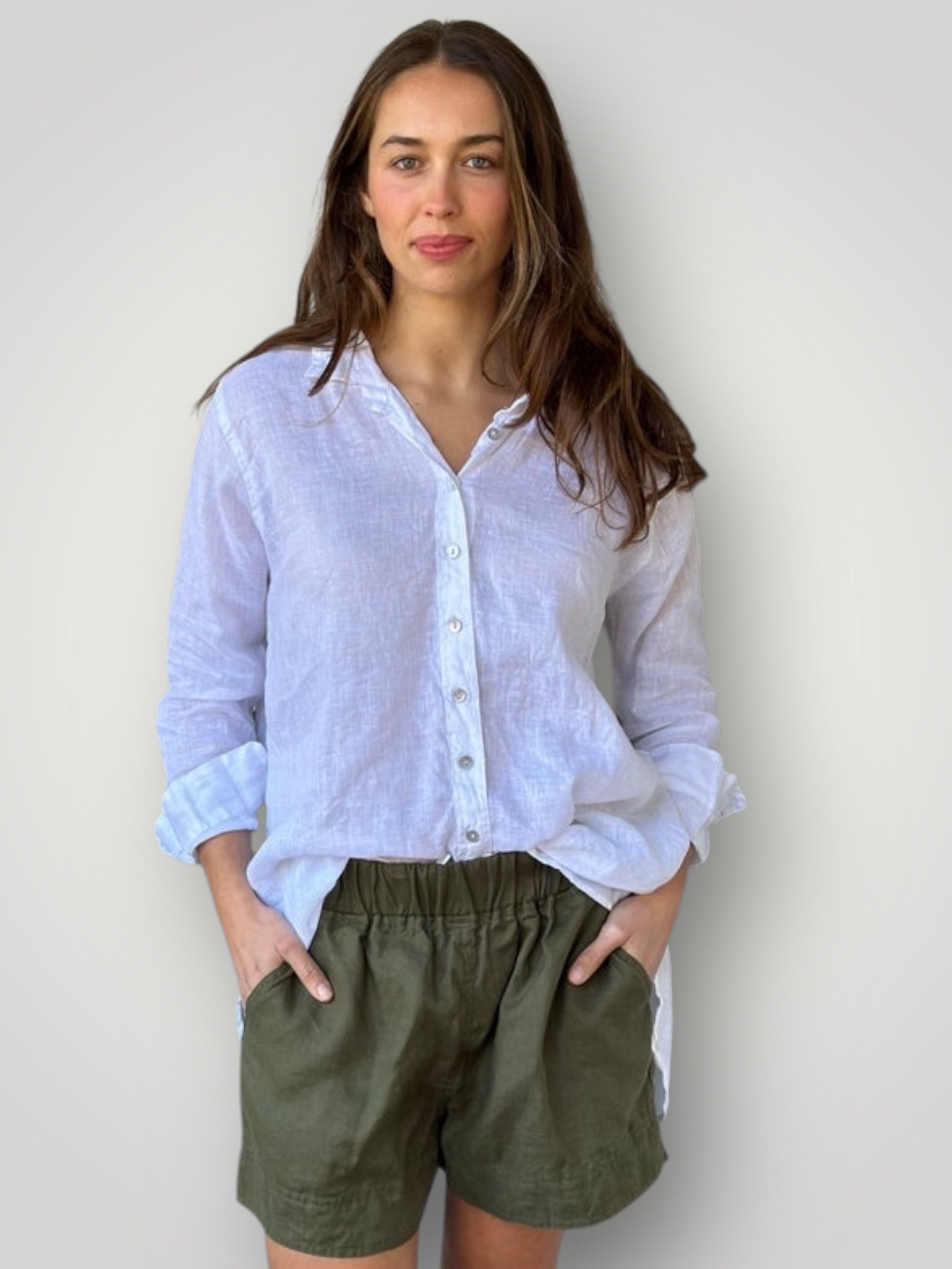 skyla shirt - white linen Apparel