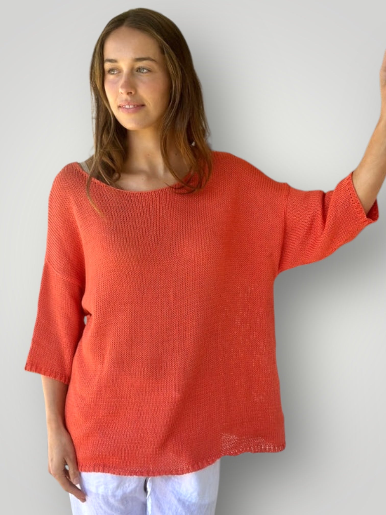 alex top - orange cotton knit Apparel