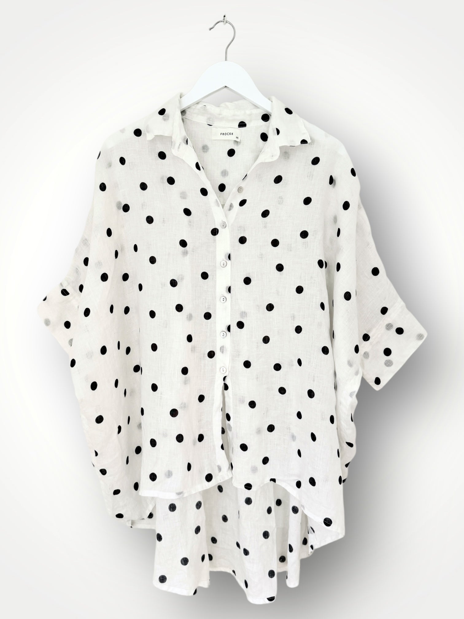 issey shirt - white/charcoal spot linen Apparel