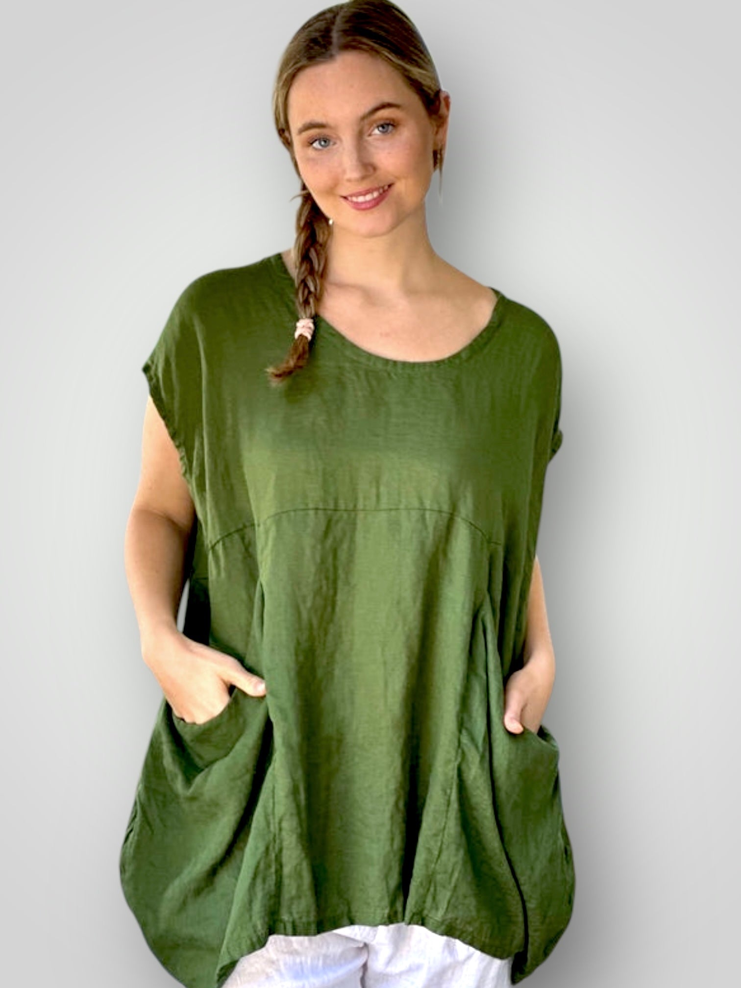 melrose top - moss linen Apparel