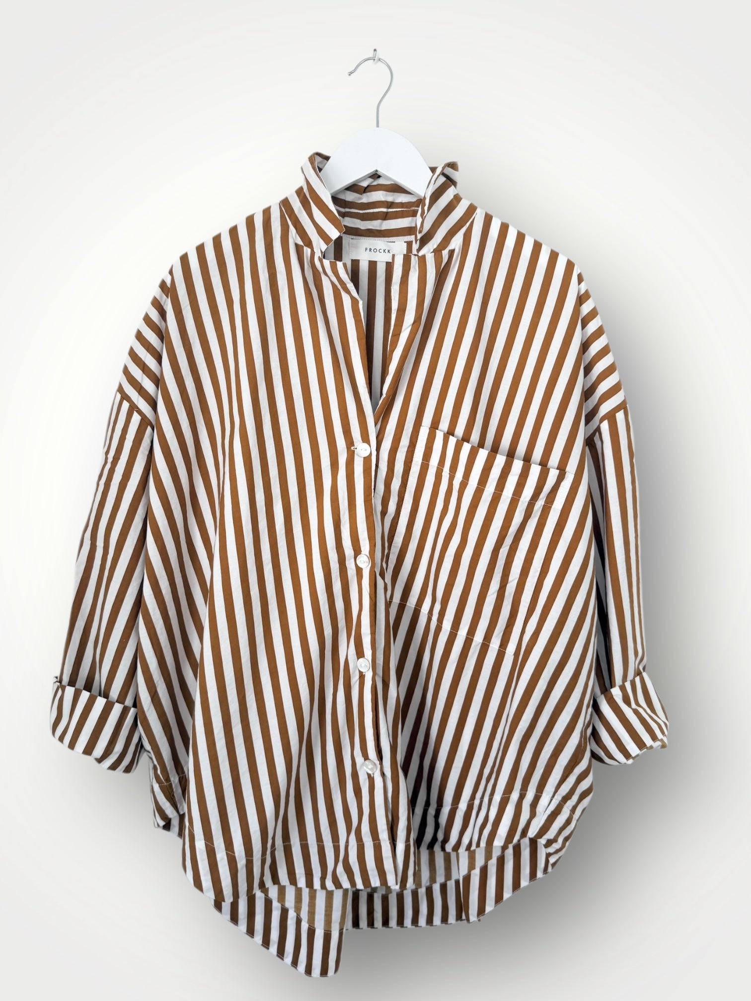 caitlyn shirt - caramel stripe cotton Apparel