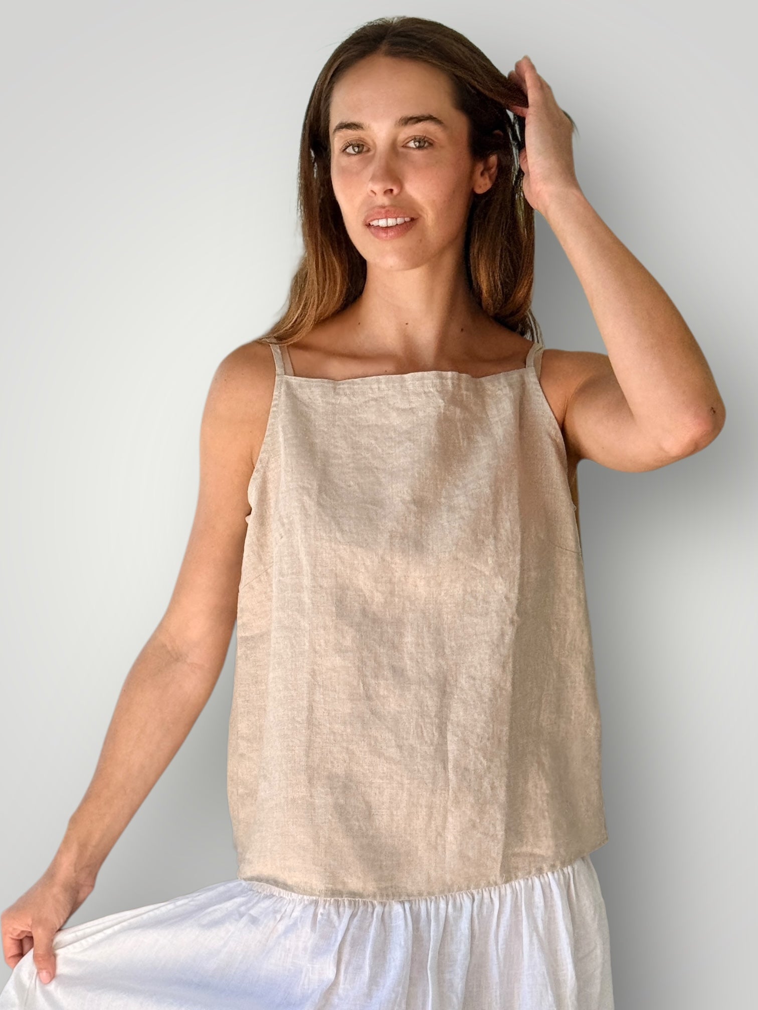 milly tank - natural linen Apparel