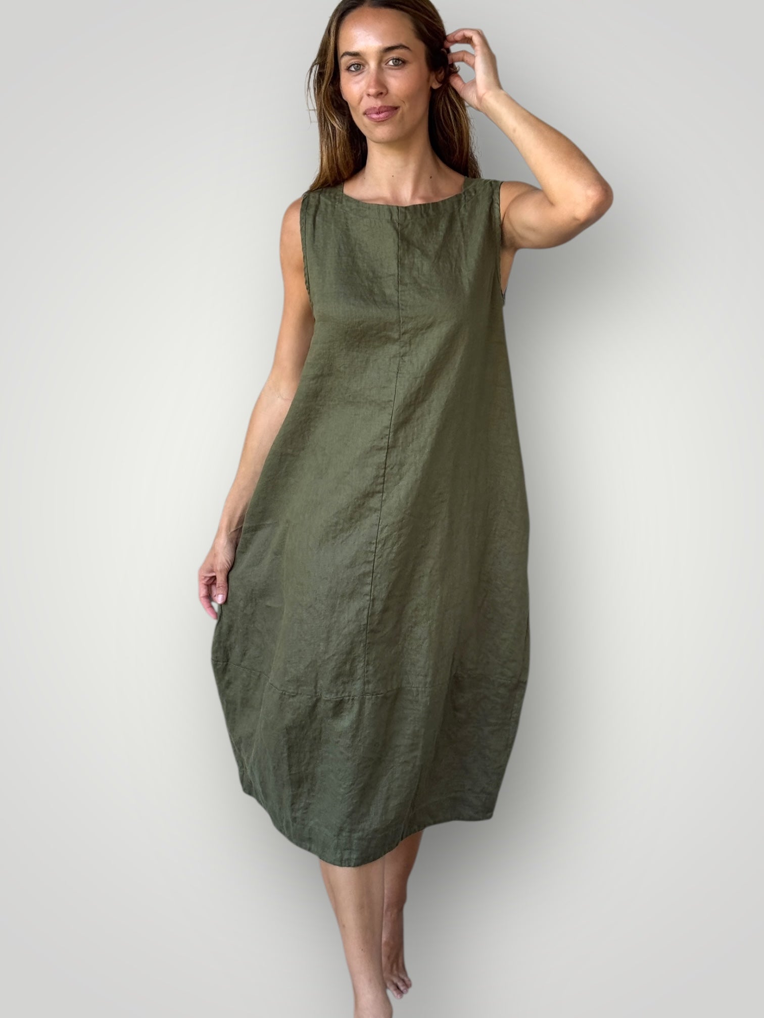 adele dress-army linen Apparel