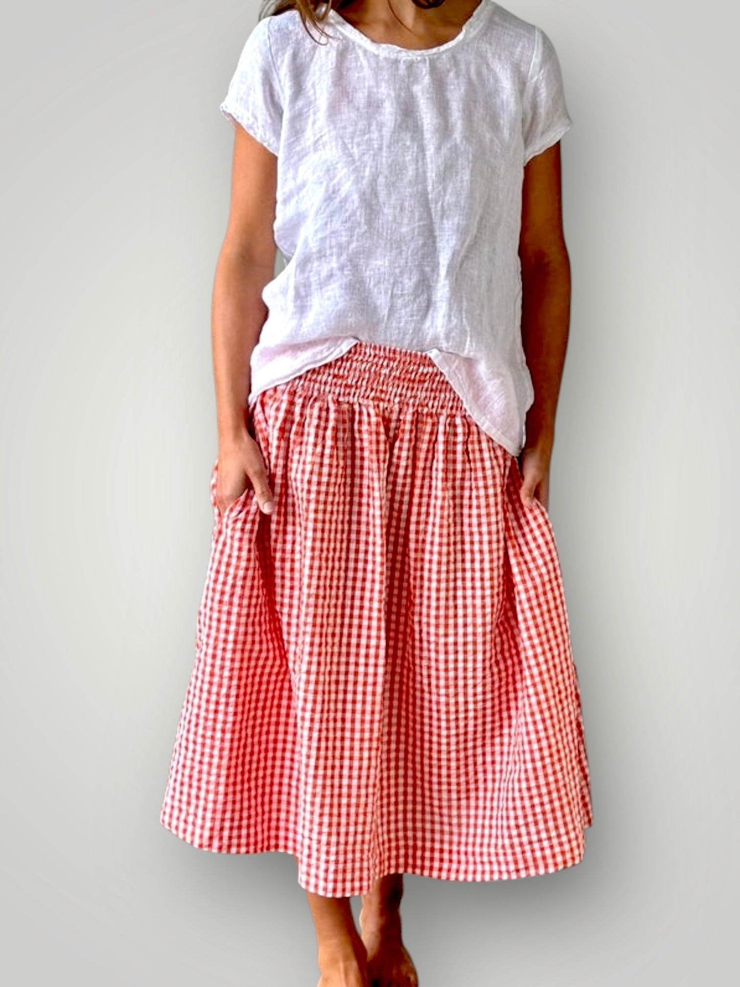lola skirt - orange gingham cotton Apparel