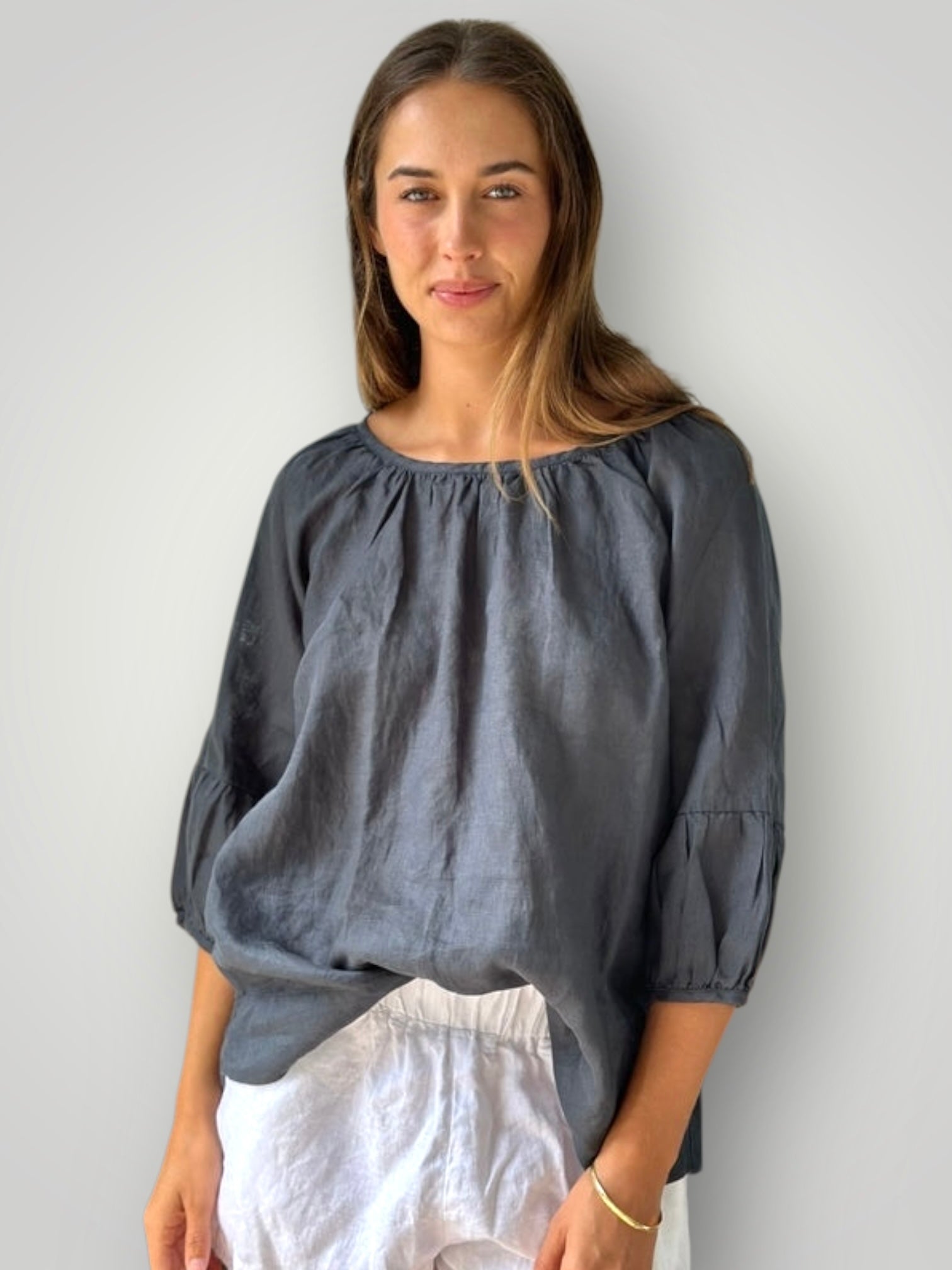 julia top-charcoal linen Apparel