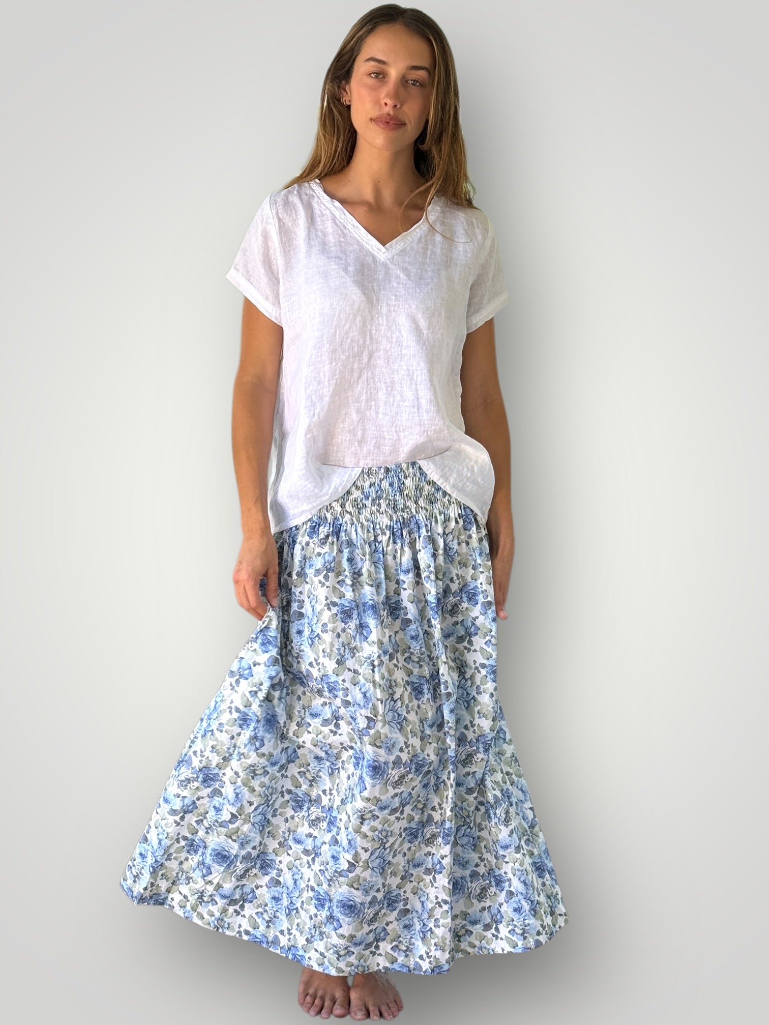lulu skirt - blue flowers cotton Apparel