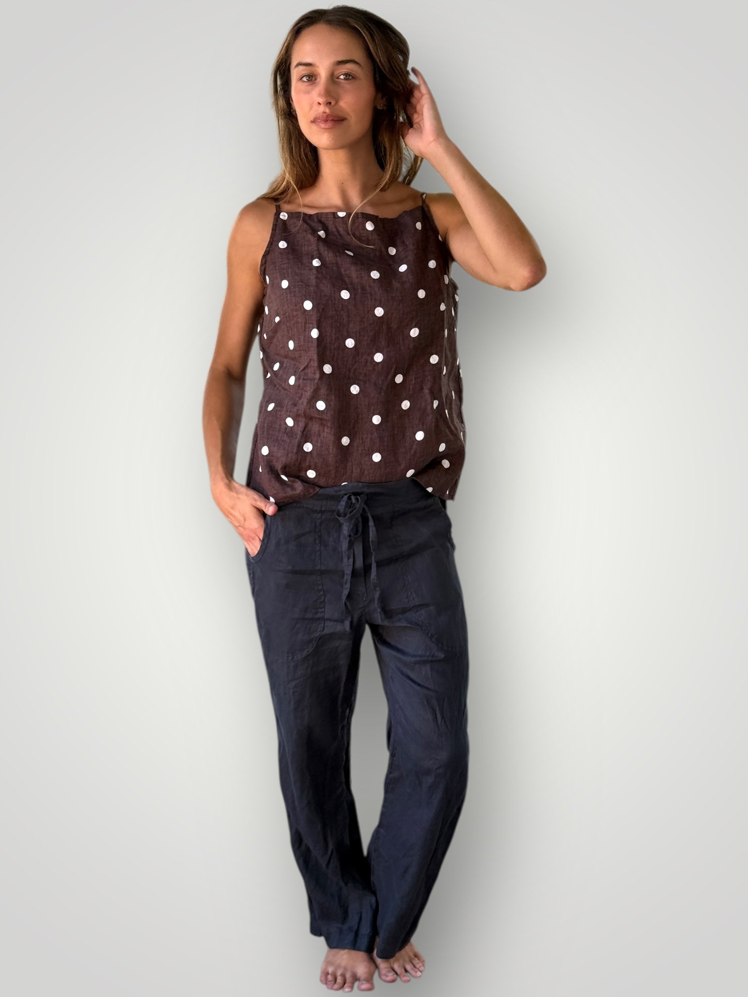 fleur straight leg pants - charcoal linen Apparel