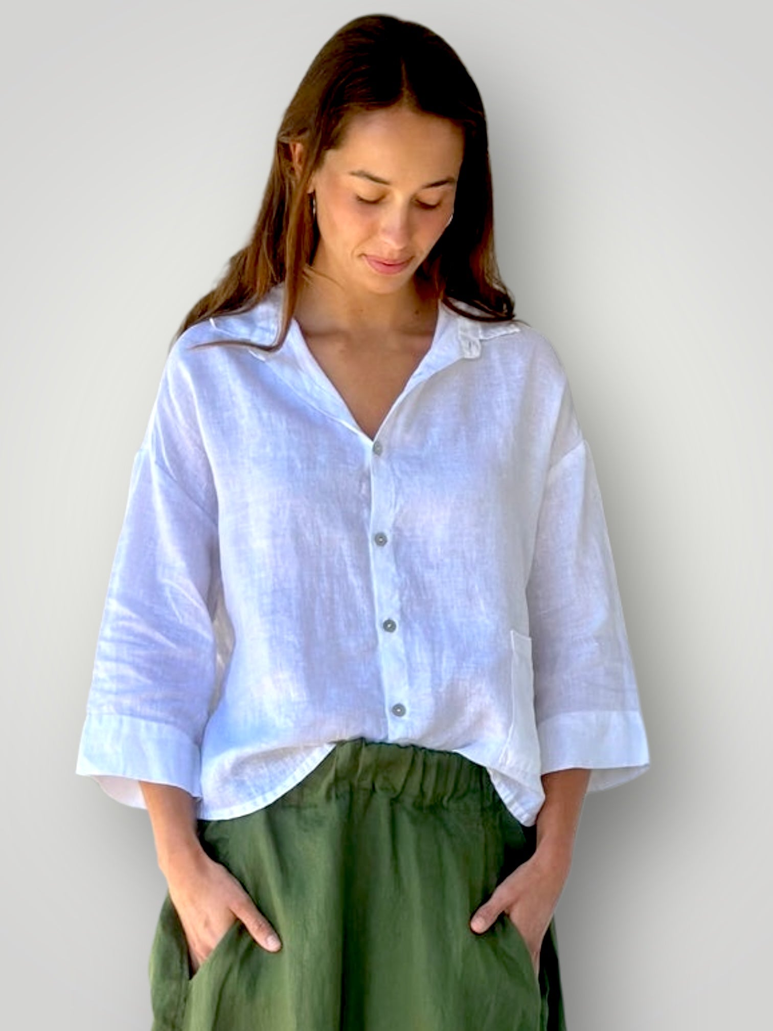 deanna shirt- white linen Apparel