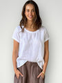 ellie round neck-white linen Apparel