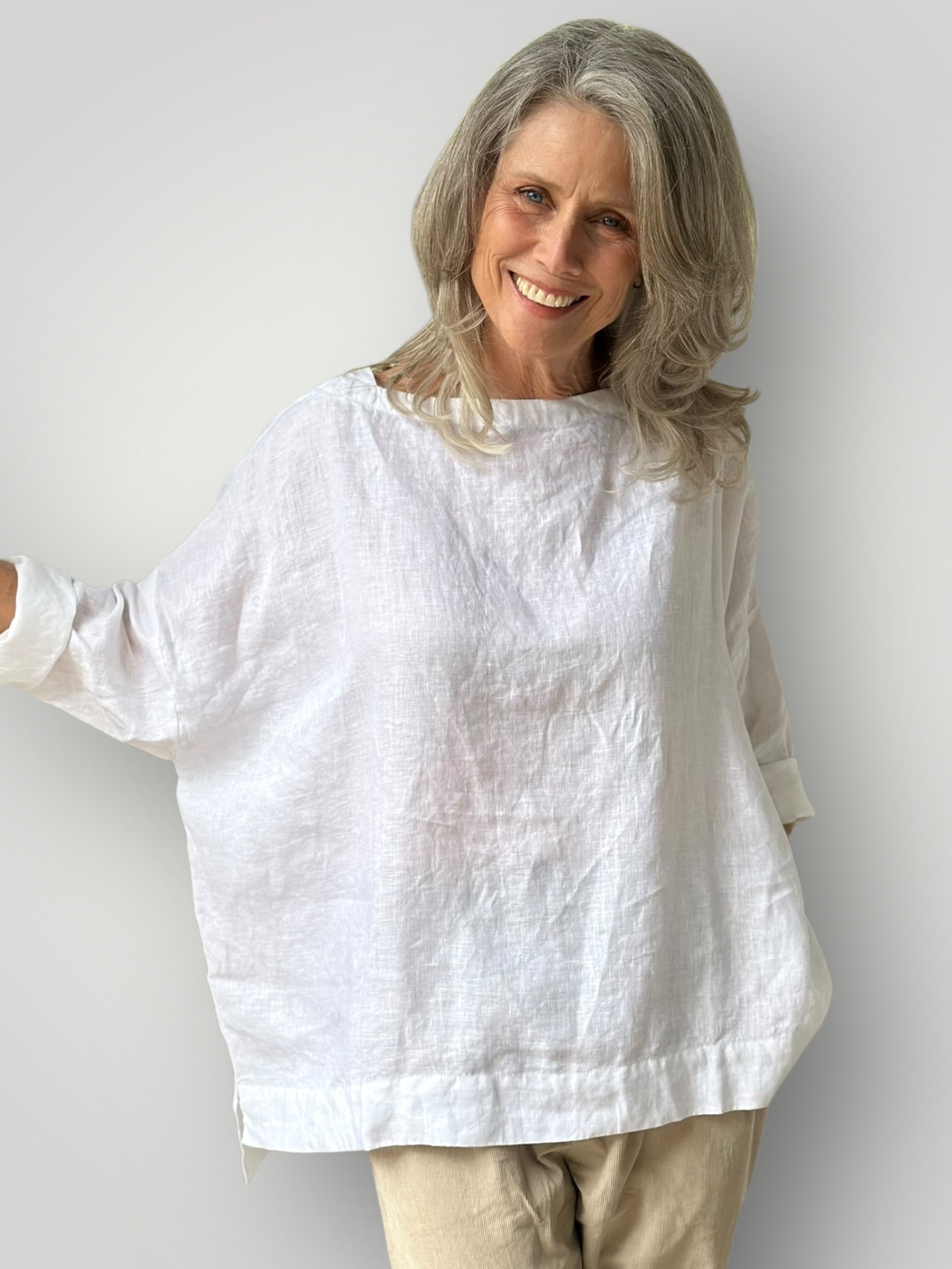 avril top - white linen Apparel
