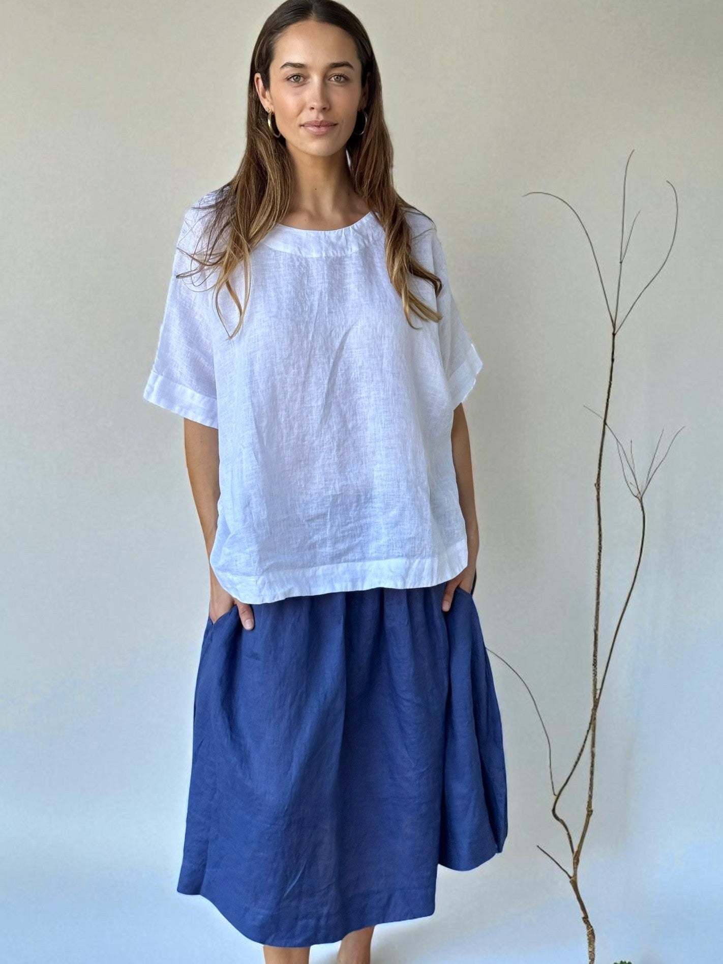lola skirt - blue dusk linen Apparel