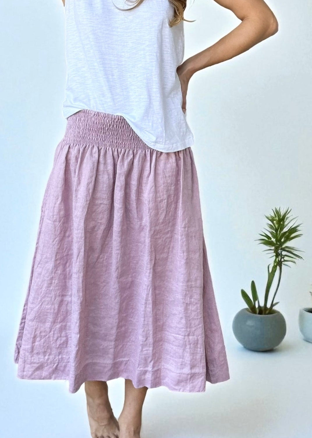 lola skirt - dusty rose linen Apparel