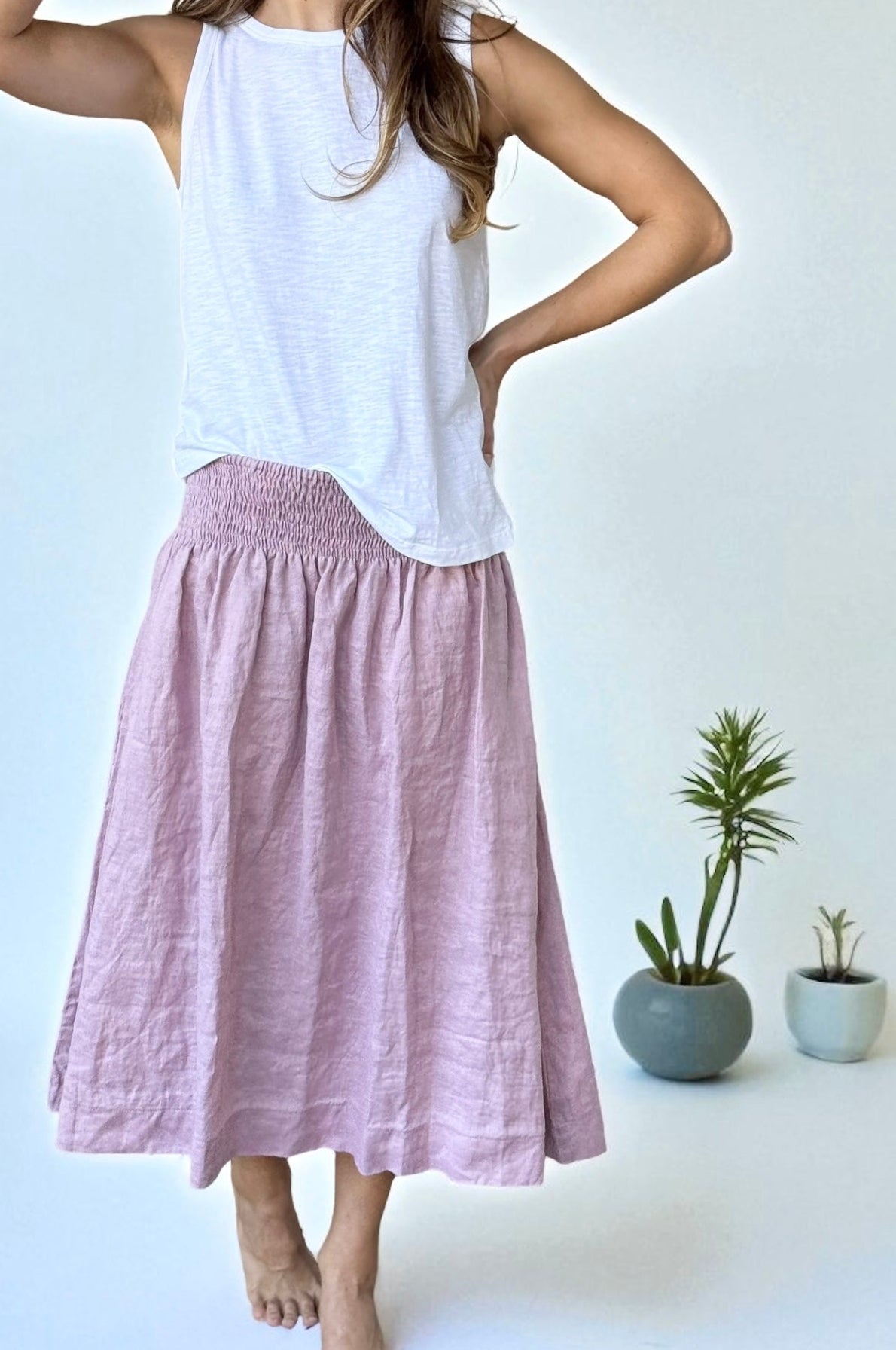 lola skirt - dusty rose linen Apparel
