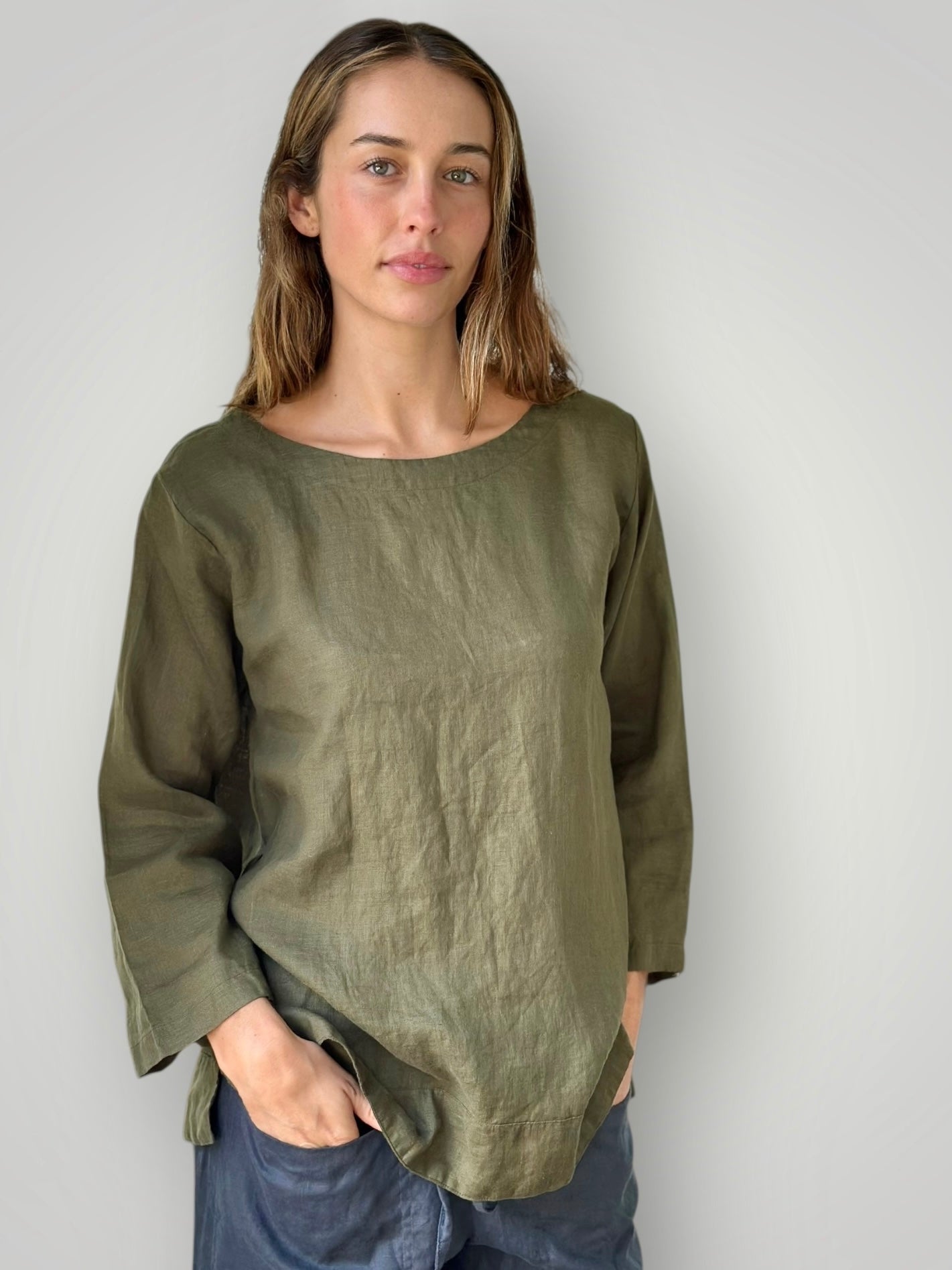 april top - army linen Apparel