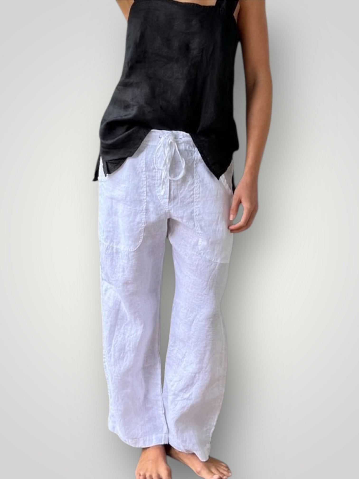 fleur straight leg pants - white linen Apparel