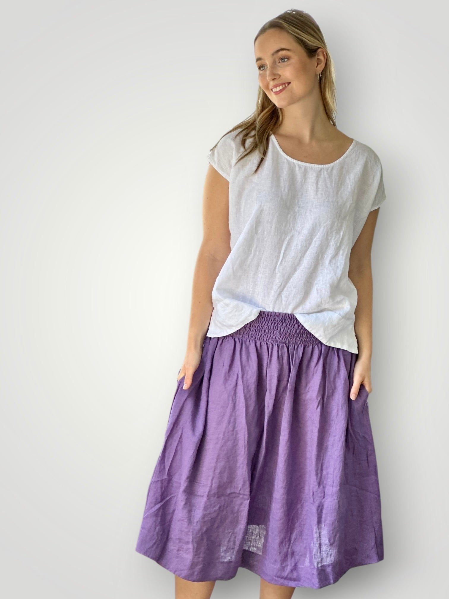 lola skirt - orchid linen Apparel