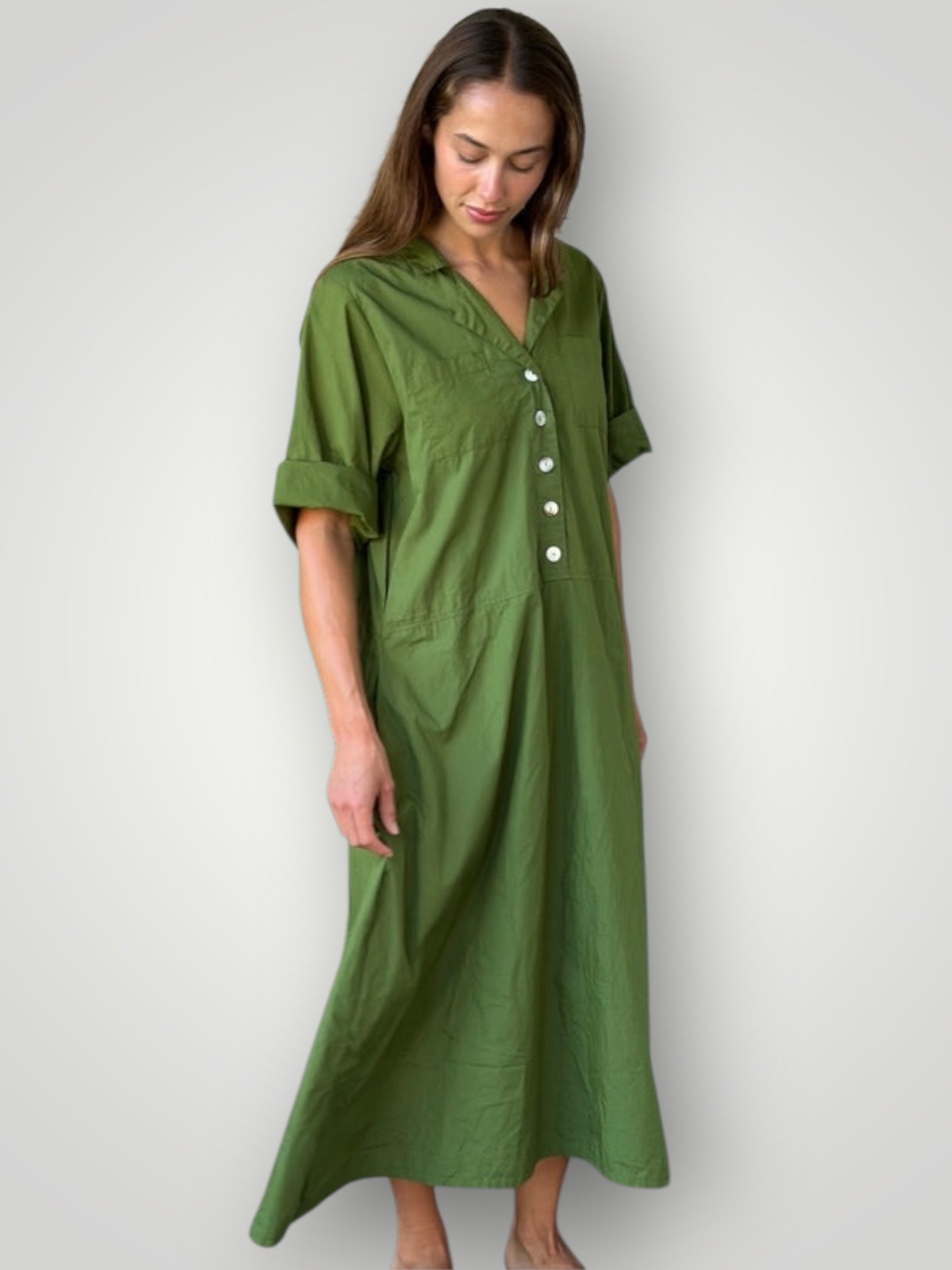 bridget dress - moss cotton