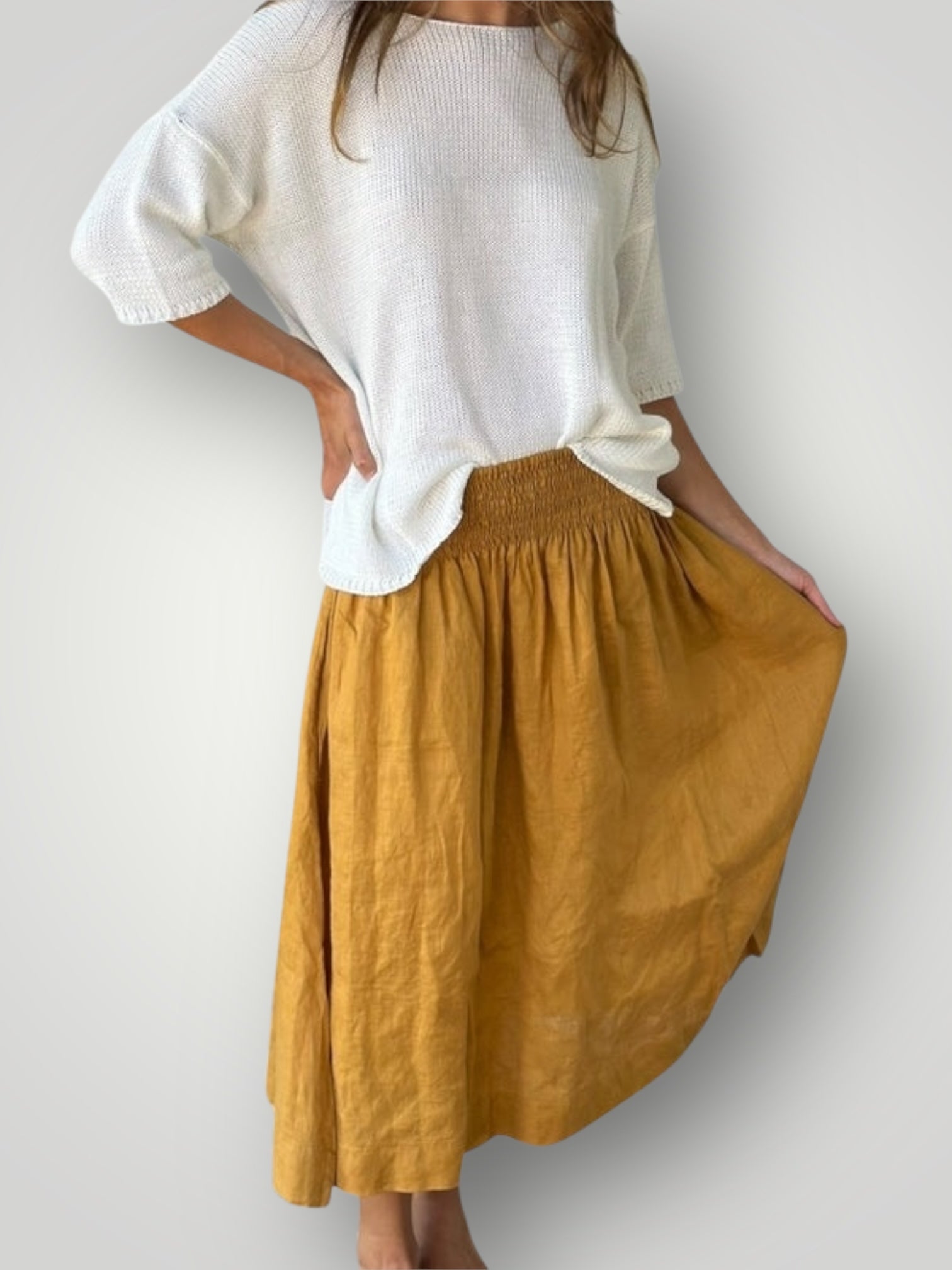 lola skirt - turmeric linen Apparel
