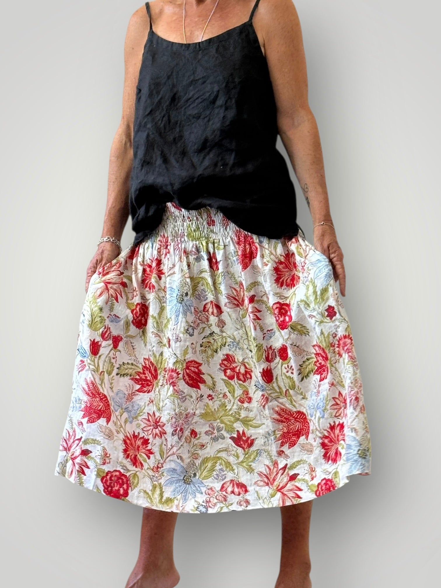 lola skirt - summer flower linen Apparel