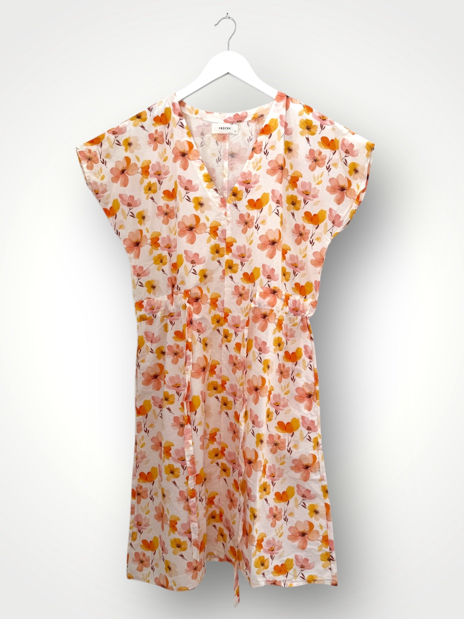 harper dress mid length -citrus flower cotton Apparel