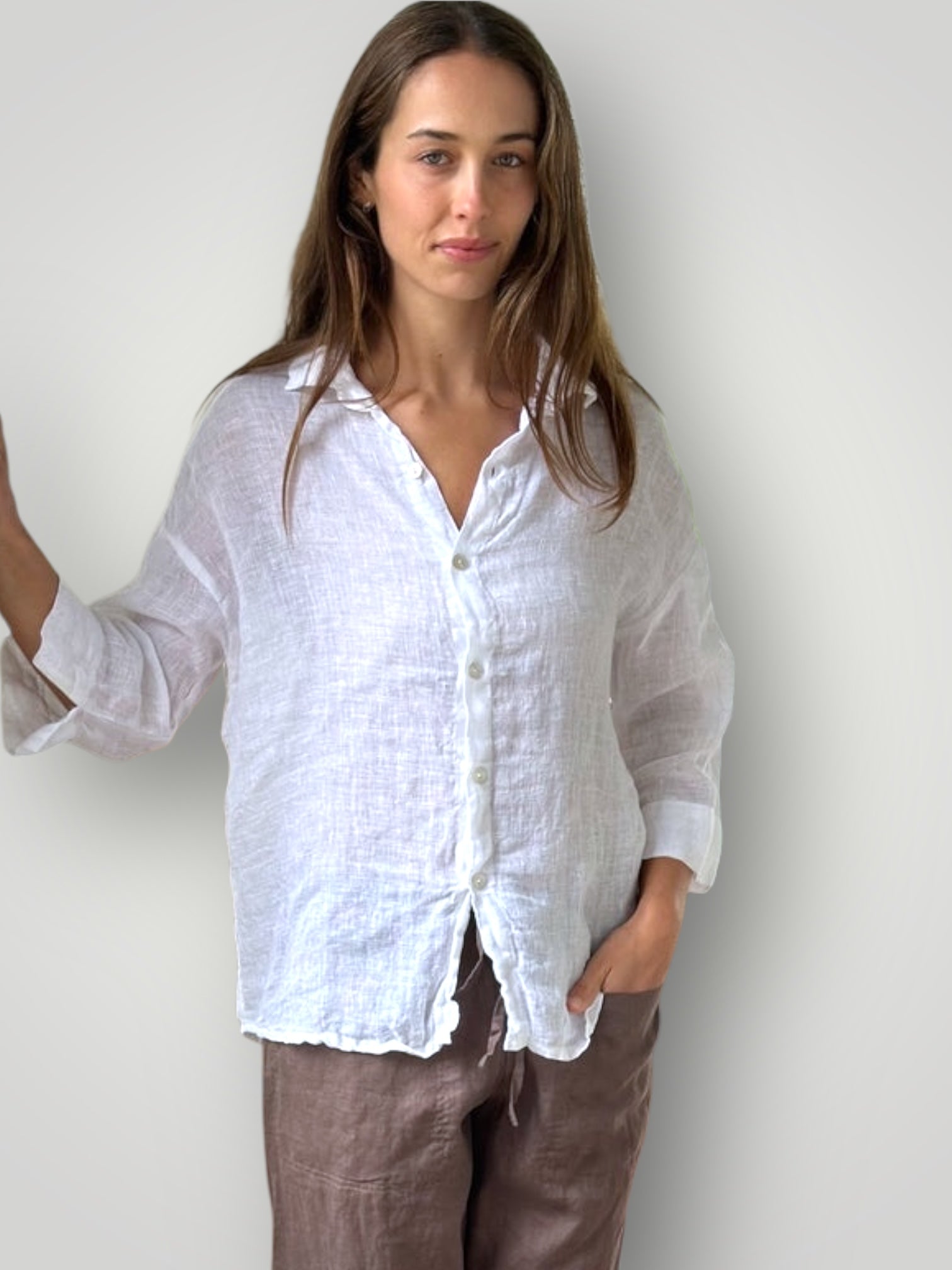 deanna shirt - white linen gauze Apparel