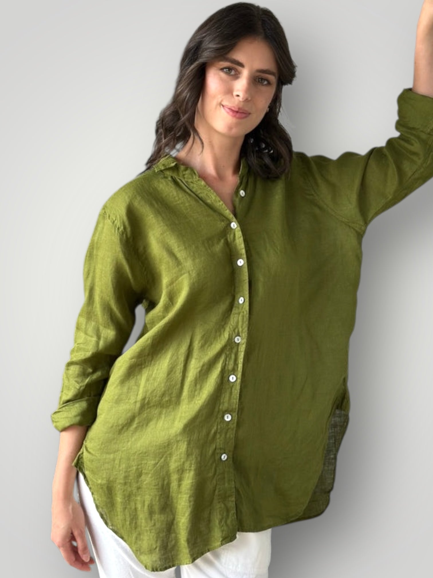 skyla shirt - olive linen Apparel