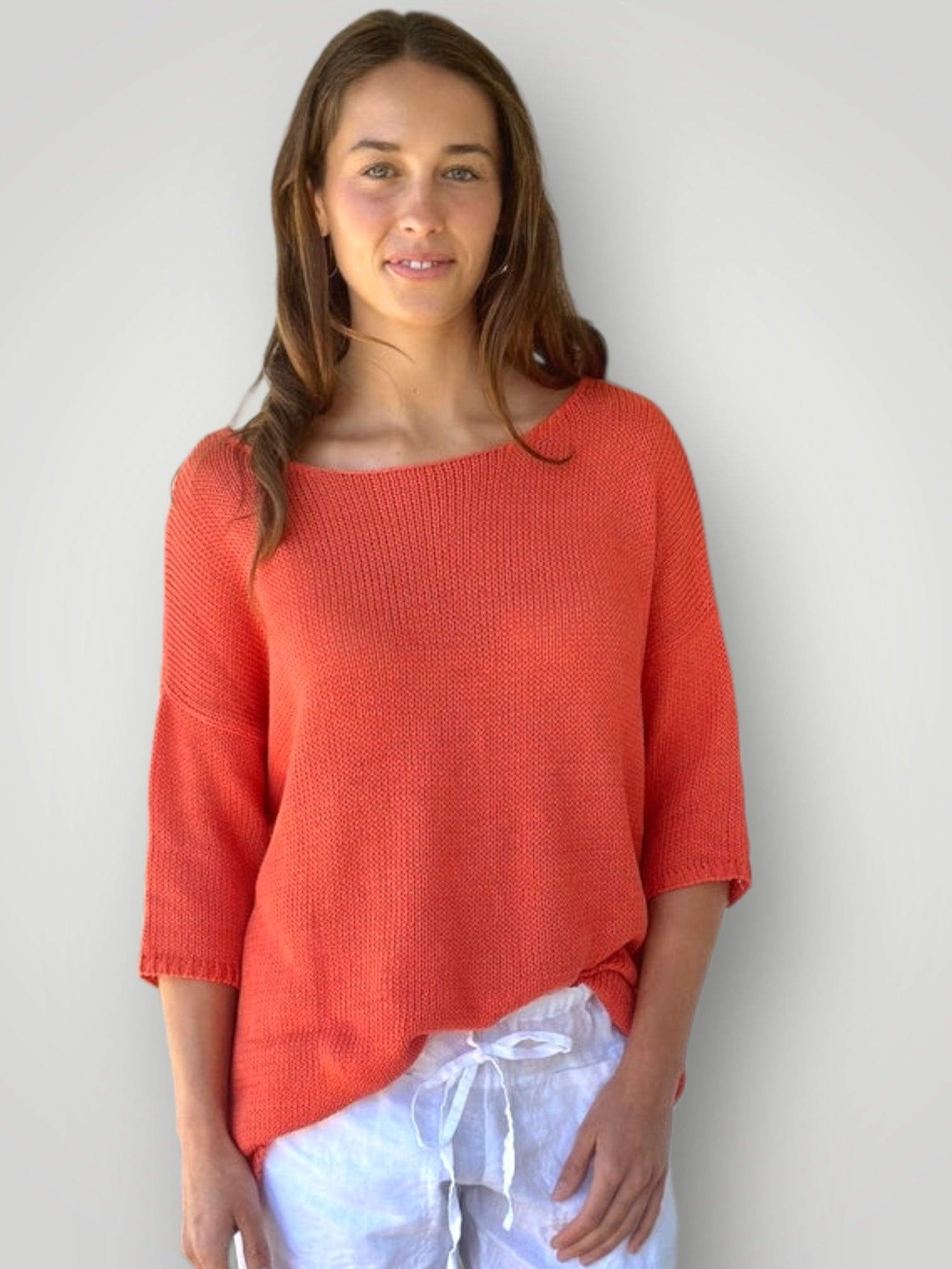 alex top - orange cotton knit Apparel