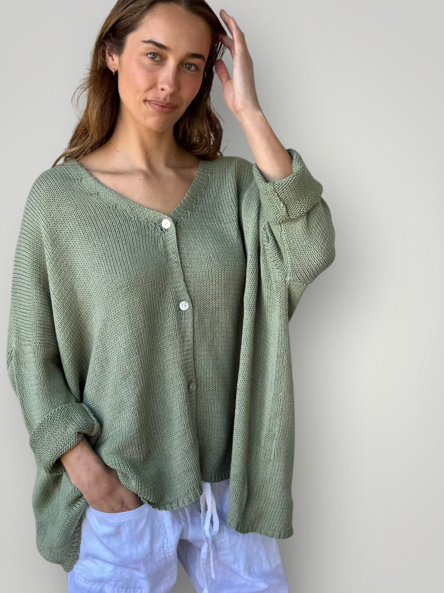stella cardi- mint cotton knit Apparel