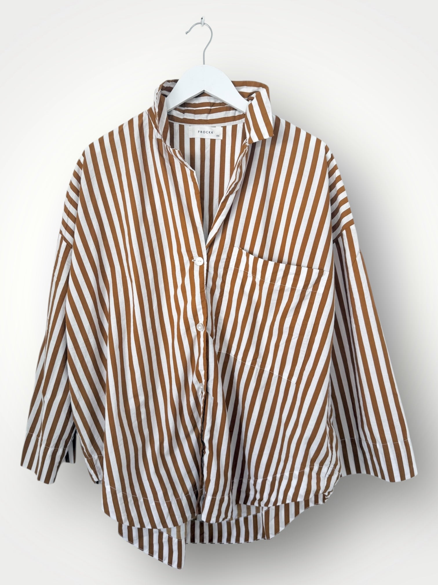 caitlyn shirt - caramel stripe cotton Apparel