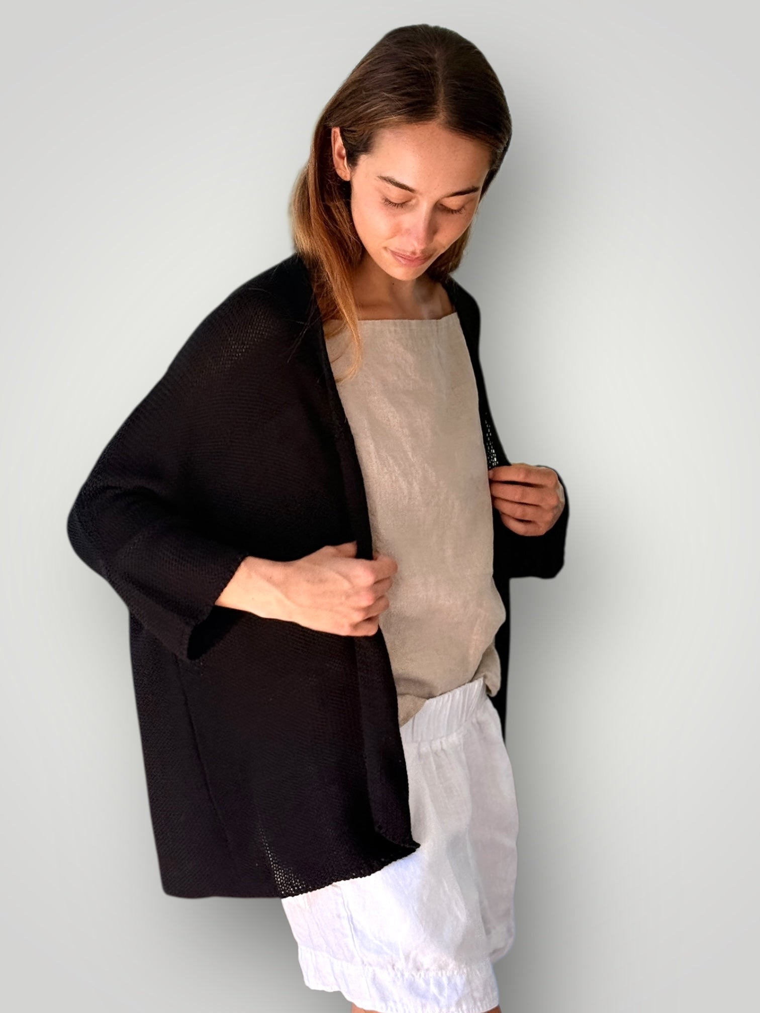 Cotton kimono knit-black