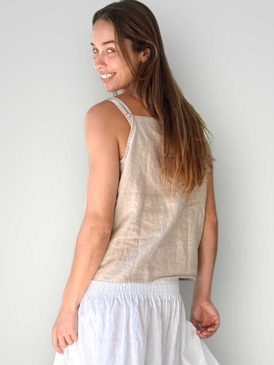 milly tank - natural linen Apparel