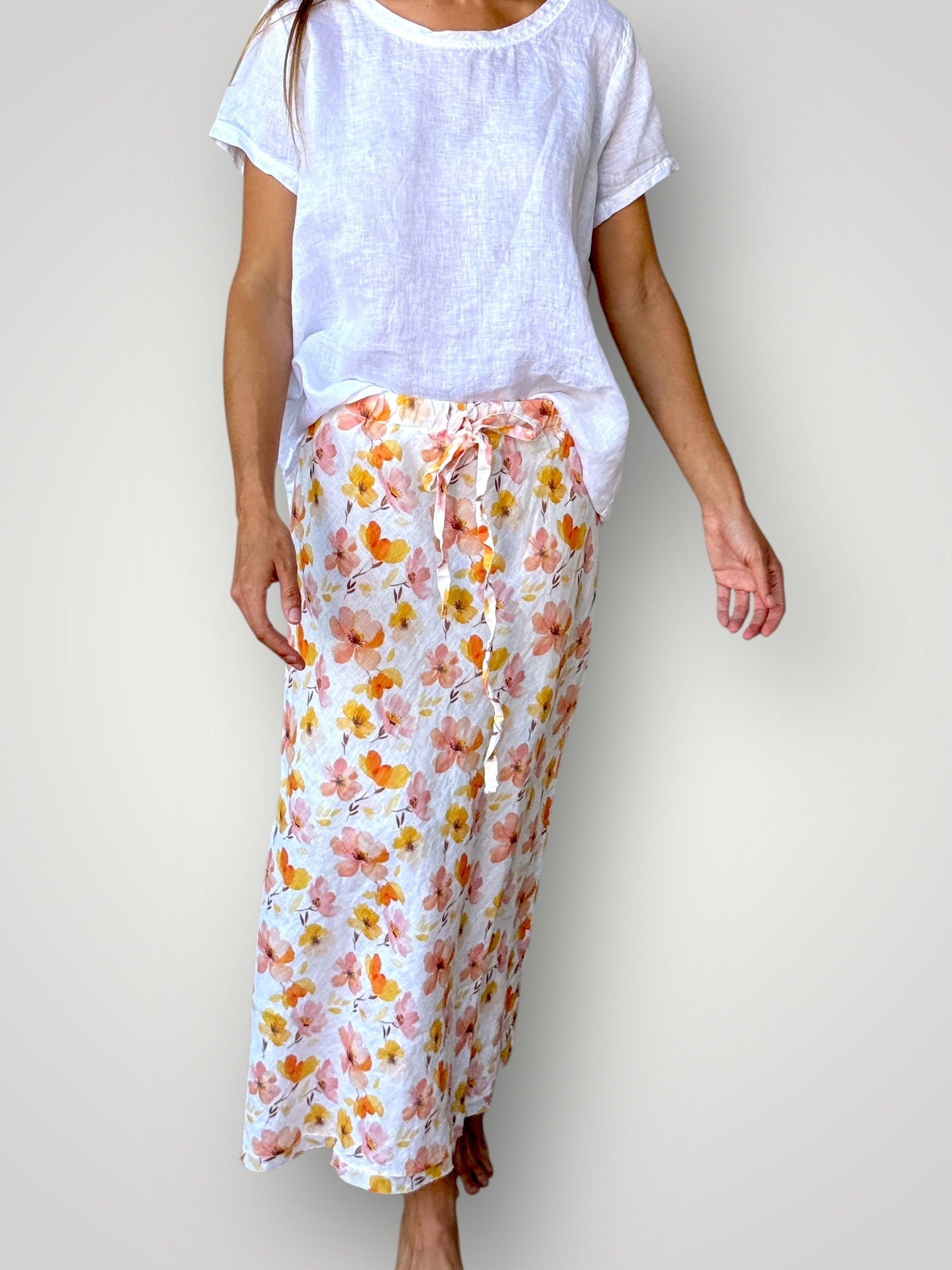 anthea skirt - citrus flower linen Apparel
