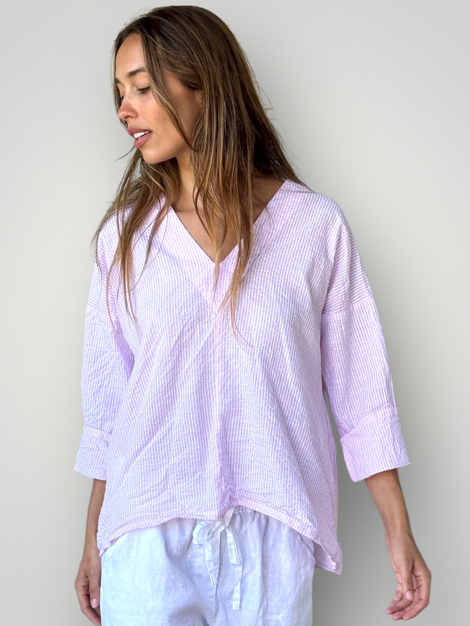 paige top - pink stripe cotton Apparel